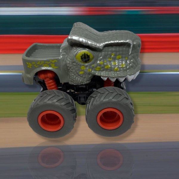 Legetøjsbil med et uhyggeligt motiv med tænder og fladvogn Grey Grey