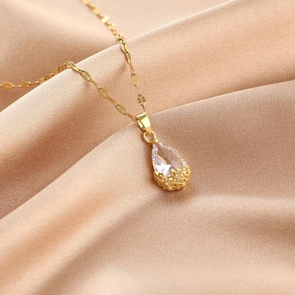 Forgyldt halskæde halskæde med diamanter drop gave Gold one size