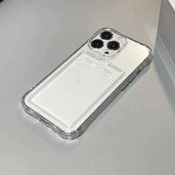 Skal för alla iPhone 15 modeller med plats för kort silikon stötdämpande Transparent one size