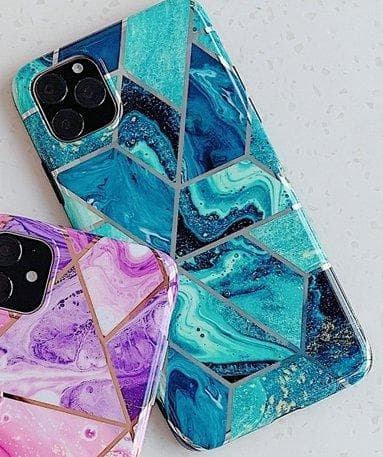 Mobilskal till iPhone 11 med blått marmormönster Blue one size