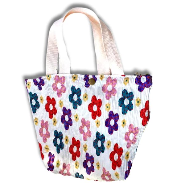 Liten stoffpose tote bag med rom blomster voksen og barn White