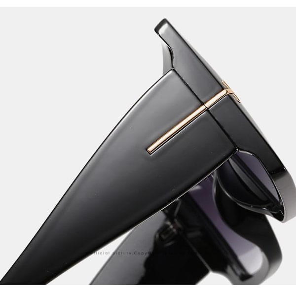 Large Sunglasses with square frame wide temples Black one size