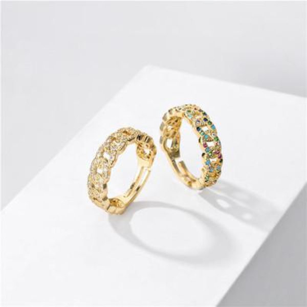 Justerbar ring med guldplätering och färgade stenar i zircon Gold one size