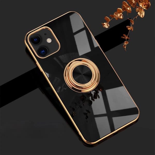 Luksuriøst stilig deksel ‘iPhone 13 Pro Max’ med ringstativfunksjon Gold White White