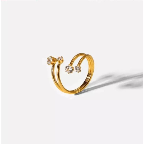 Unik Snurrad ring med diamanter förgylld justerbar Guld one size