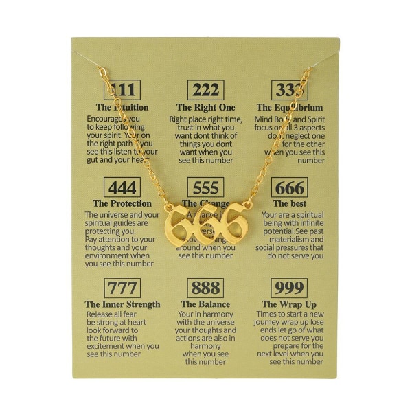 Gold plated necklace angel number 666 meaning gift spiritual Gold one size