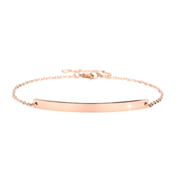 Stainless Steel Bracelet with Narrow Plate and Diamond Detail - Tray - Gold, Silver, Rose Gold" Silver one size