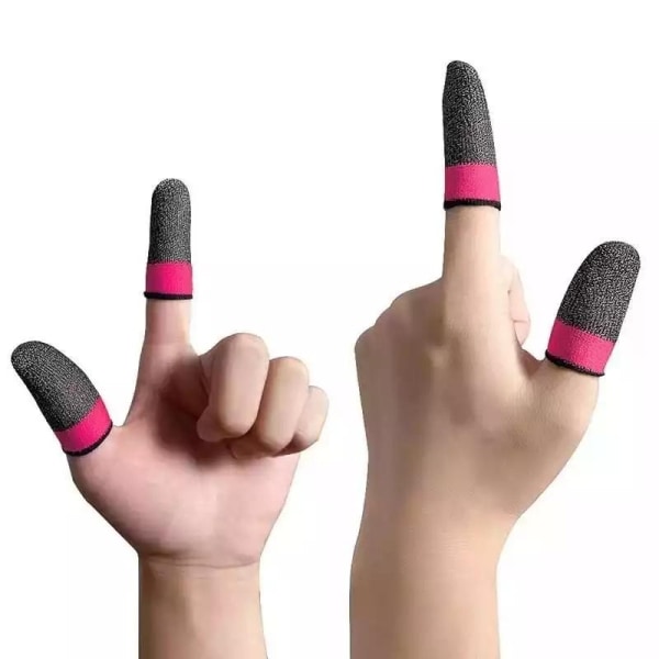Fingerærmer - Tommelfingerhandsker til mobilspil Sølvfiber (2-pa Pink one size