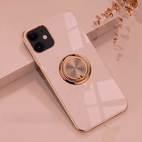 Luksuriøst stilig ‘iPhone 13 Mini’-deksel med ringstativfunksjon Pink Pink