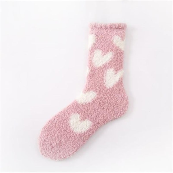 Elastiset sukat pörröisestä pehmeästä materiaalista sydämiä past Pink one size