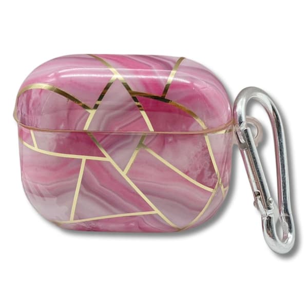 Airpods Third Generation Shell i luksuriøst marmormønster pink krog Pink one size