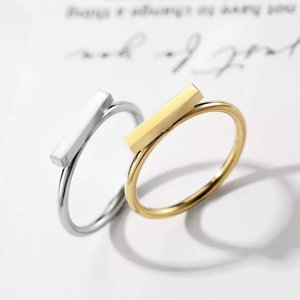 Minimalistisk ring i gull eller sølv forgylt rustfritt stål Gold one size