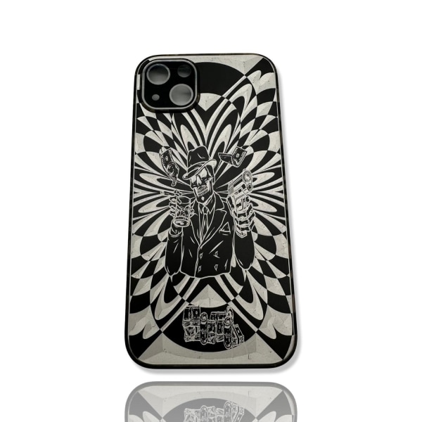 Aluminium skal alla iPhone 14 modeller 3D pengar pistol dricka Black one size