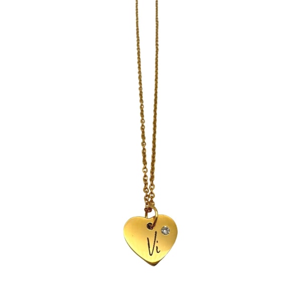 Kullattu tarjotin ''Vi''sydän kultainen kivikaulaketju Ystävänpä Gold one  size bf7e | Gold | Liput ja symbolit | Fyndiq