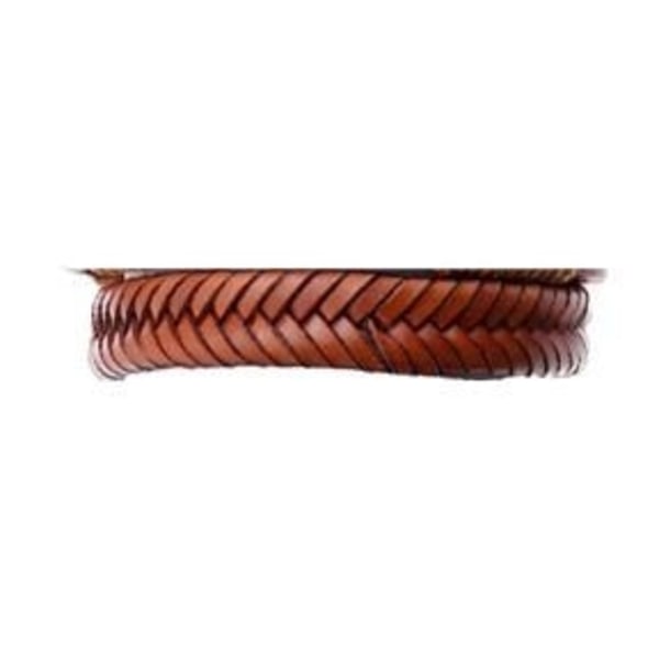 Brunt flätat armband i äkta läder handgjort Brun one size