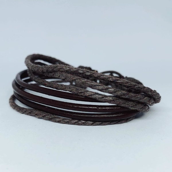 7 stk Handgjorda armband i autentisk läder brun för män Brun one size