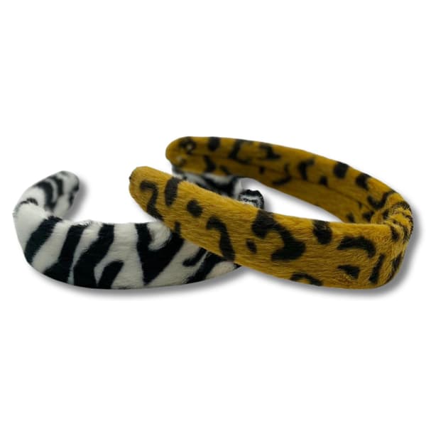 Fluffy diadem with fur leopard pattern orange brown black Orange