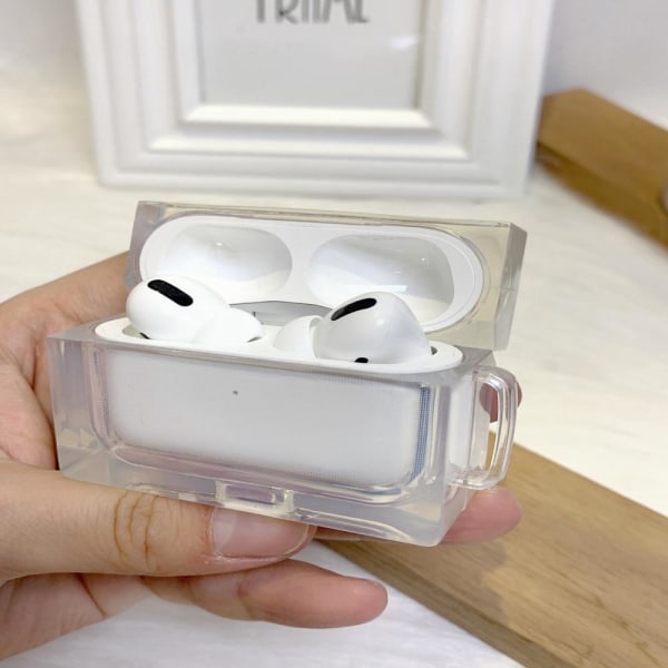 Firkantet etui til Airpods Pro i krystall + krok Transparent one size