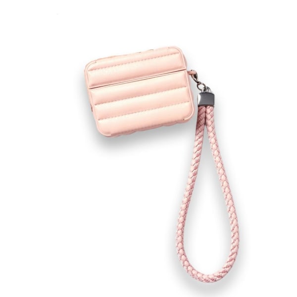 Lyxigt Airpods Pro 2 Skyddande Skal i veganskt läder &amp; nyckelring Rosa one size
