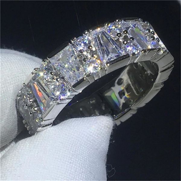 Handgjord 925 silverpläterad ring med zircon för kvinnor diamant Silver one size