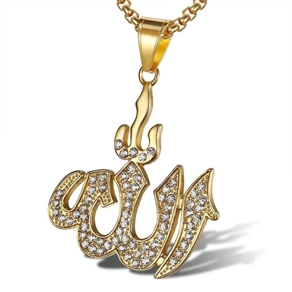 Elegant halskjede med Midtøsten Allah-anheng og Crystal C Silver one size