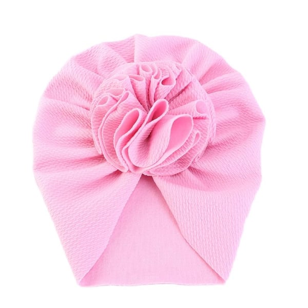 Søt turban med stor blomst flere farger stretchmateriale 0-4 år Pink one size