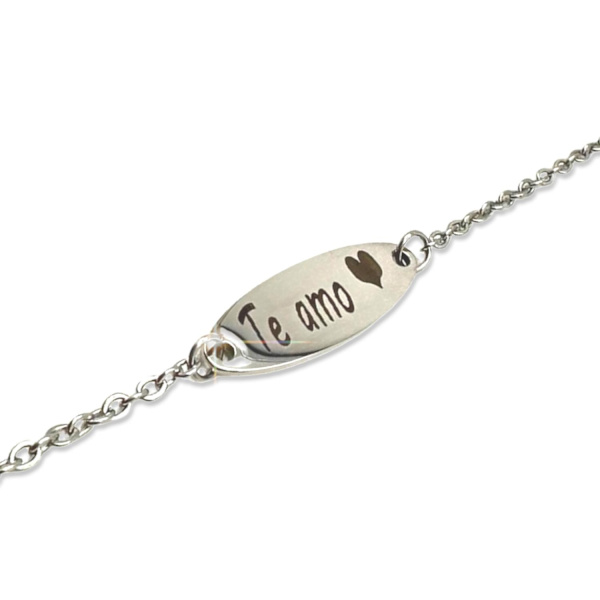 Bracelet in silver with text "Te amo" Valentine's Day gift Silver one size
