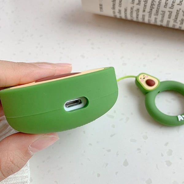 2022 Tredje generationen Airpods skydd avokado i silikon med ring skal grön Grön one size