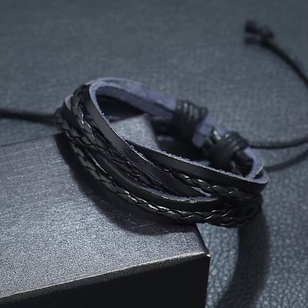 Handgjort flätat tvinnat armband för män äkta läder i stil brun Brun one size