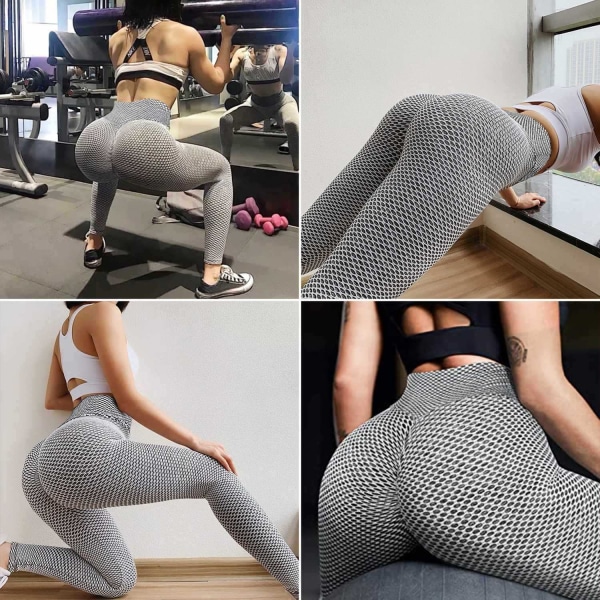 TikTok Leggings Dam Butt Lifting Workout Tights Plus Size Sport Yogabyxor med hög midja Grey XXXL