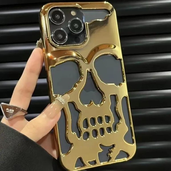 Metalliskt Skelett Mobilskal för iPhone 14 - Premiumskydd med Co Guld one size