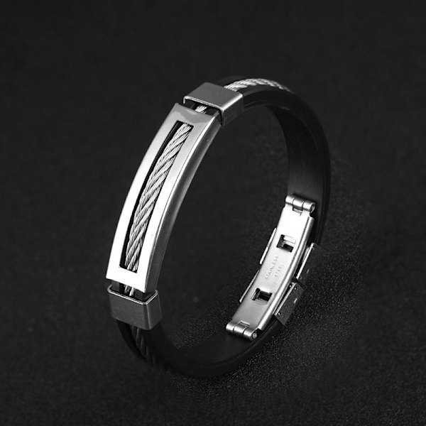 Miesten käsintehty rannekoru silikonilla Black one size
