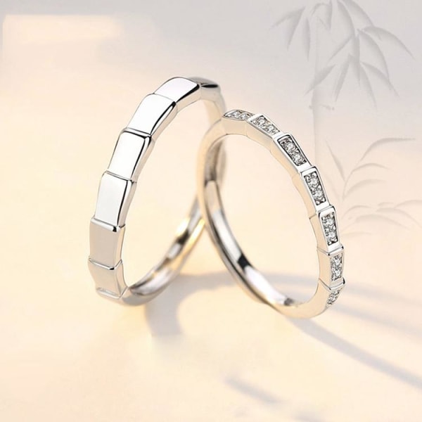 Matchande silverpläterade ringar med zirkon för män och kvinnor Silver one size