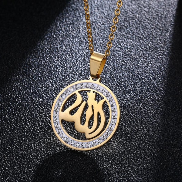 18k gullbelagt anheng smykker sirkel rundt gull islam allah Gold one size