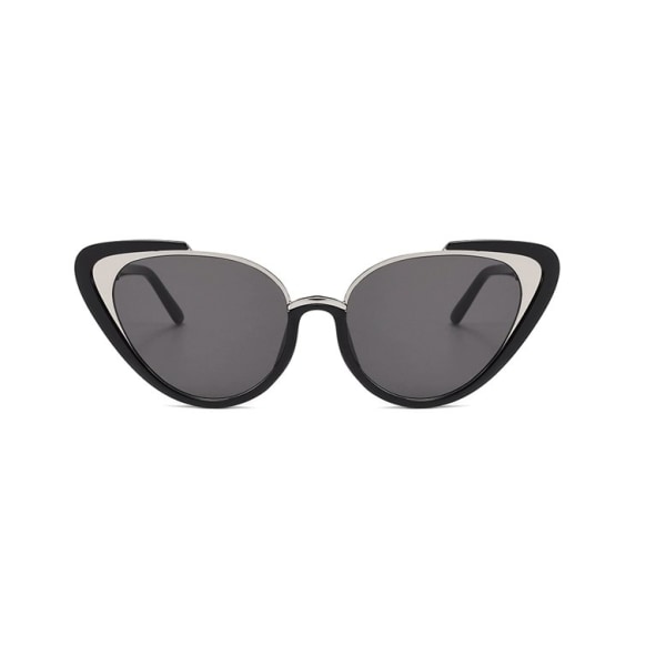 Snygga Svarta 2024 Metall Cat-Eye Solglasögon för kvinnor Svart one size