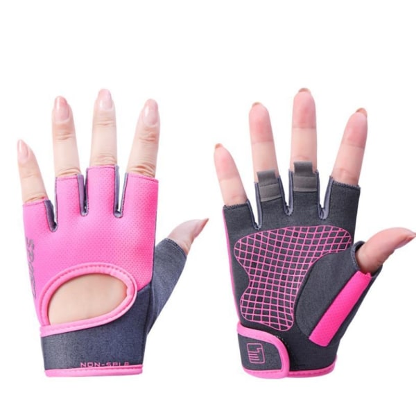 Anti-skli hansker for fitness trening gym vektløfting rosa Pink L