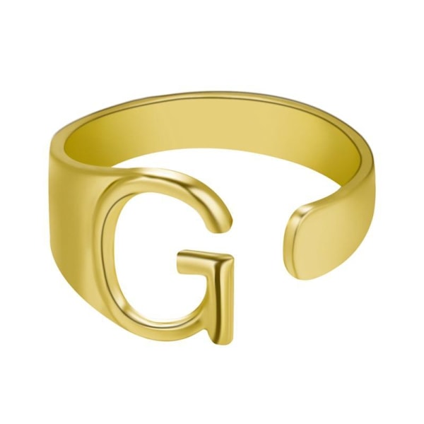 Guldpläterad ring med bokstäver minimalistisk justerbar Gold one size