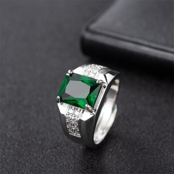 Elegant ring for menn i gullgrønn og blå kongelig stil Green one size