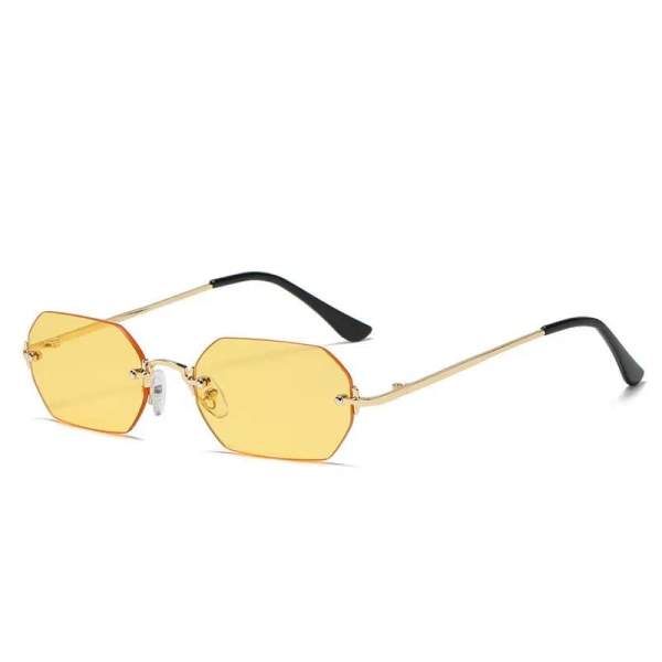 Solglasögon till dam 90 tals inspirerade oval form Yellow one size