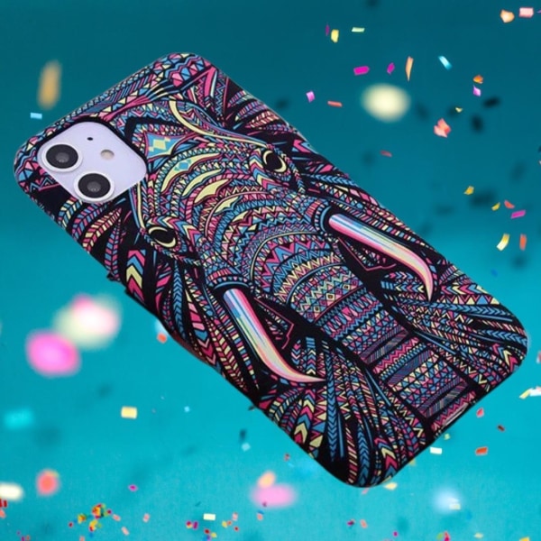 iPhone 12 13 pro max lysende cover med farverig elefant MultiColor one size
