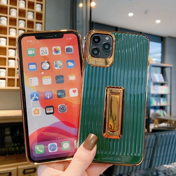 Stilige luksuriøse skallgulldetaljer og sammenleggbart stativ iphone11pro Red one size