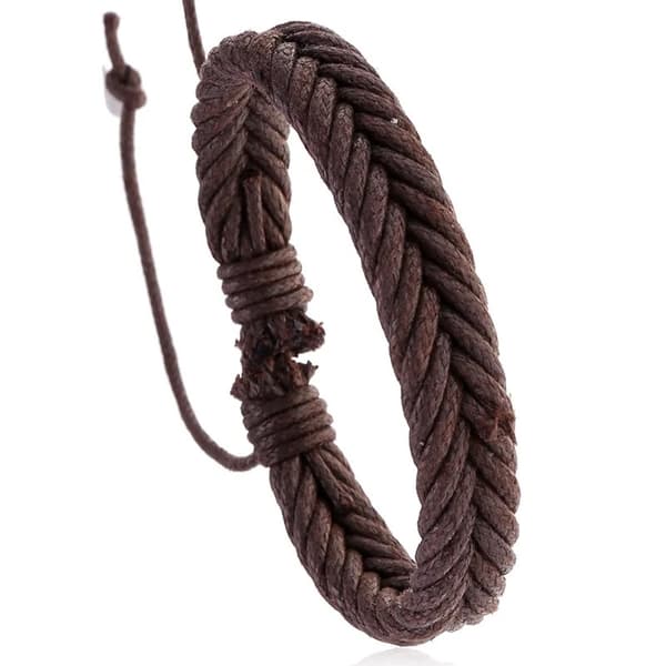 Ægte læder justerbart brunt armbånd til mænd Brown one size