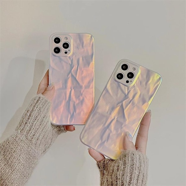 iPhone 13 Pro Max holografiskt folie elektropläterat skal wow Silver one size