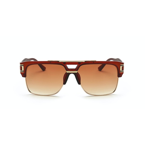 Solglasögon till män med dubbel näs-bro i brunt och guld Brun one size