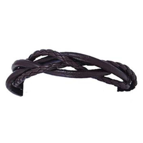 Fire håndlavede armbånd til mænd flettet læder i brunt Brown one size
