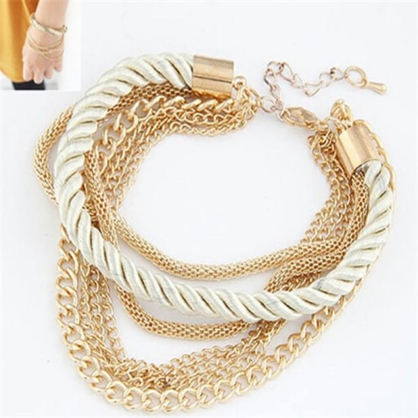 Multilayer Charm Bracelet Exaggerated Gold Chain Vit one size