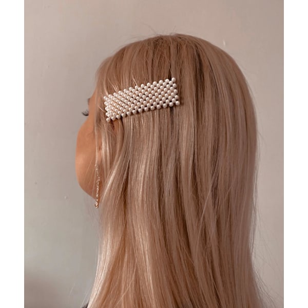 Hårklemme med små perler White one size