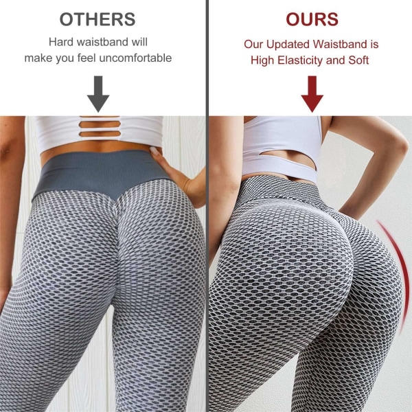 TikTok Leggings Dame Butt Lifting Workout Tights Plus Size Sport Grey L