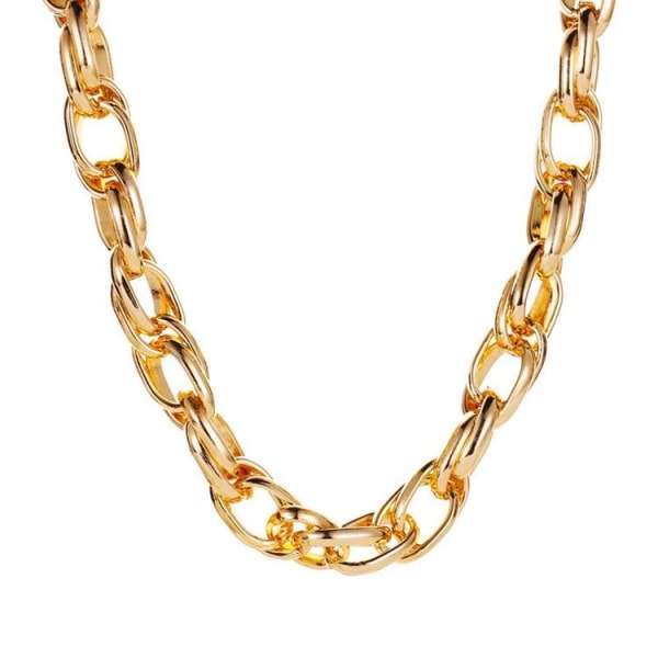 Gold plated necklace thick chain choker gold silver lady Silver one size