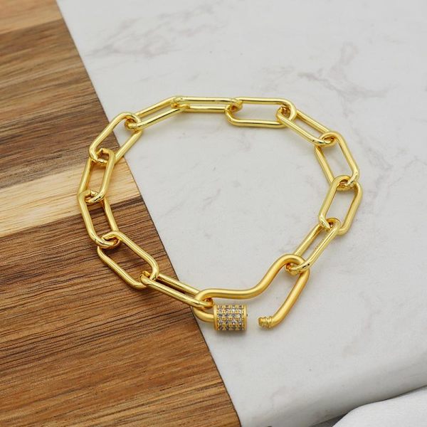 Hjärtformat armband 18 k guldplätering kedja unik design Guld one size